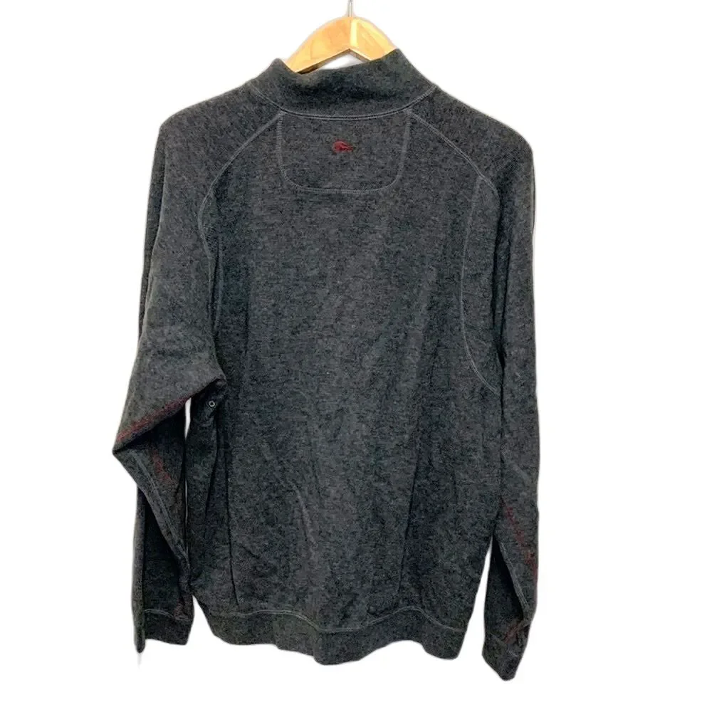 Tommy Bahama Men's Gray Wine Reversible 1/4 Zip LS Pullover Sweatshirt Size 2XL